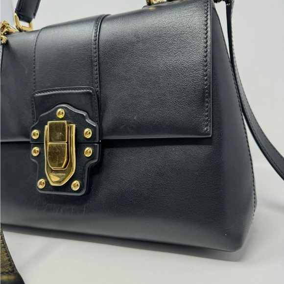 Dolce & Gabbana Lucia Black Leather Satchel – Studded Handle, Crossbody - Picture 8 of 15